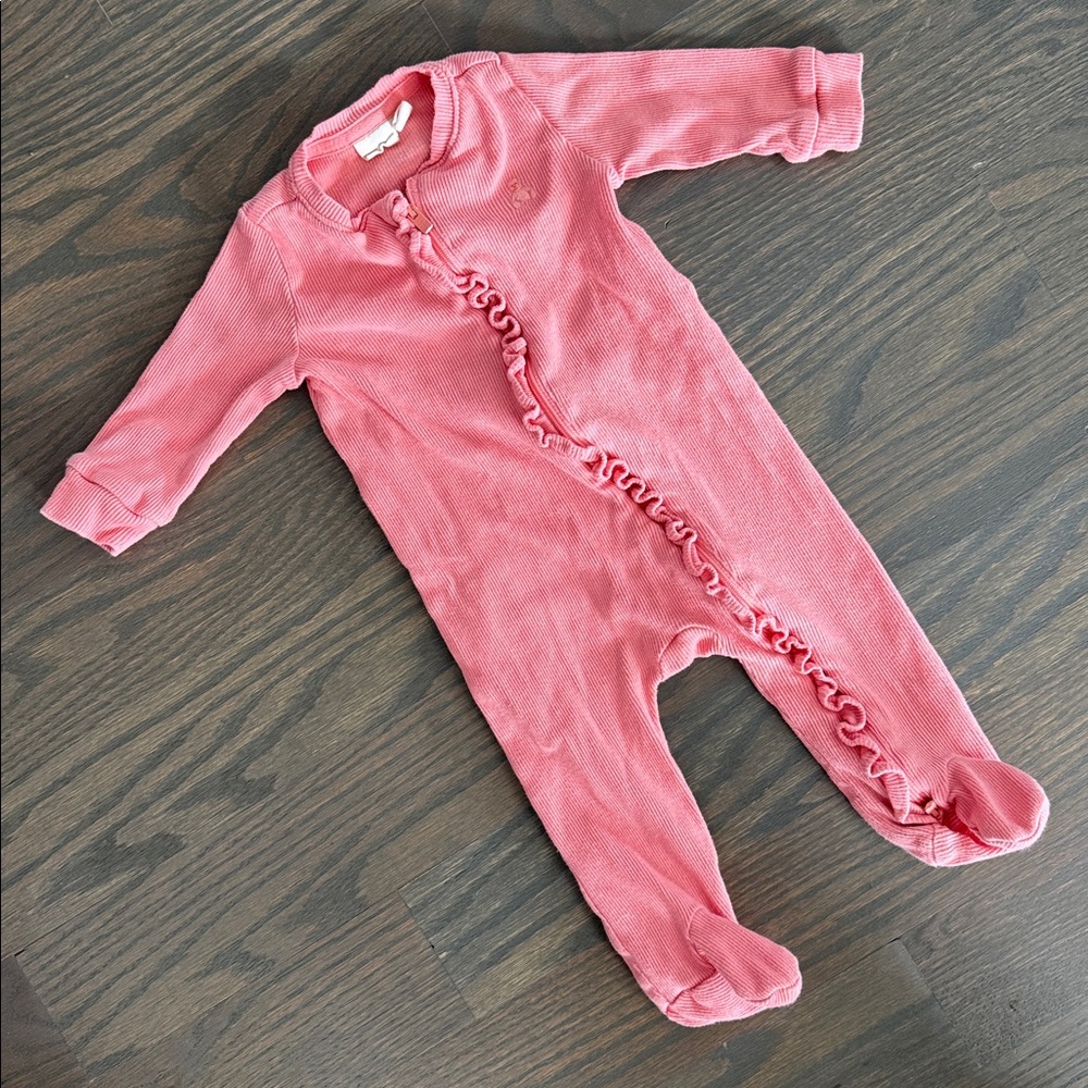 babyGAP Pink Ribbed & Ruffled Two-Way Zip One-Piece | 3-6 Months